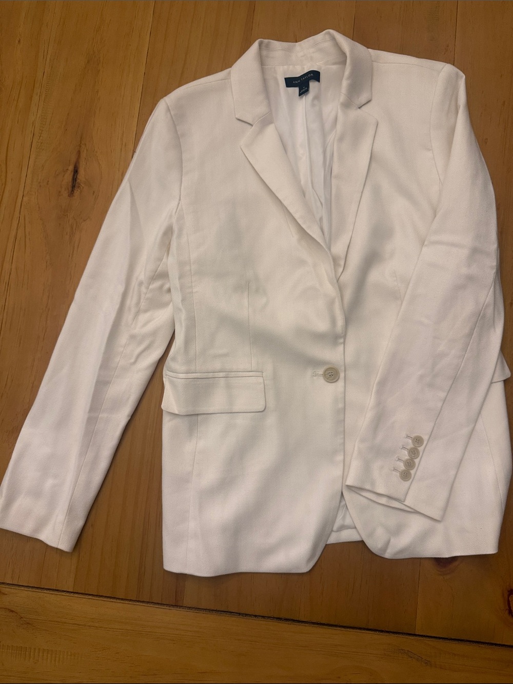 Ann Taylor Cream-White Tailored Single-Button Blazer